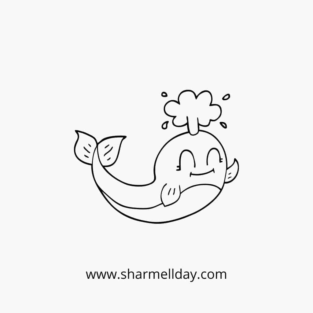 cute easy line drawing of a whale