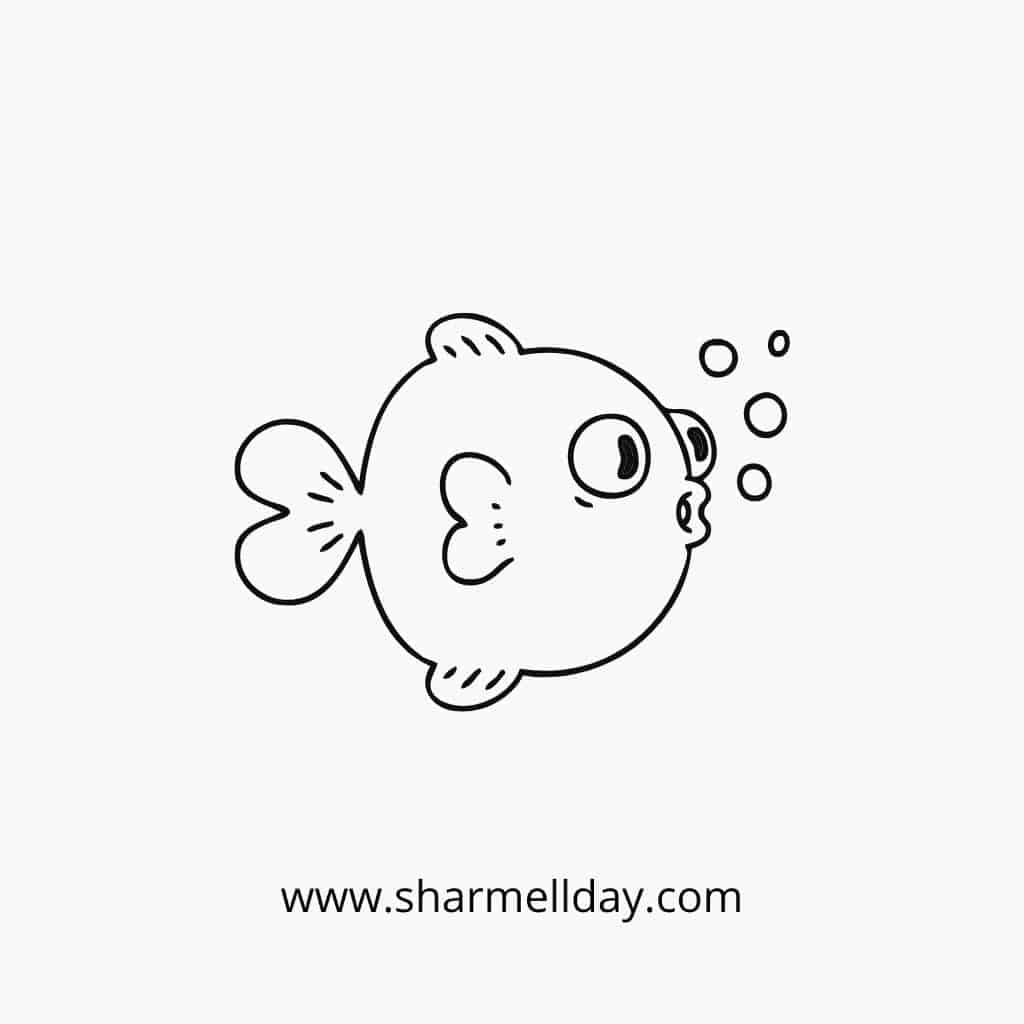cute easy line drawing of a fish