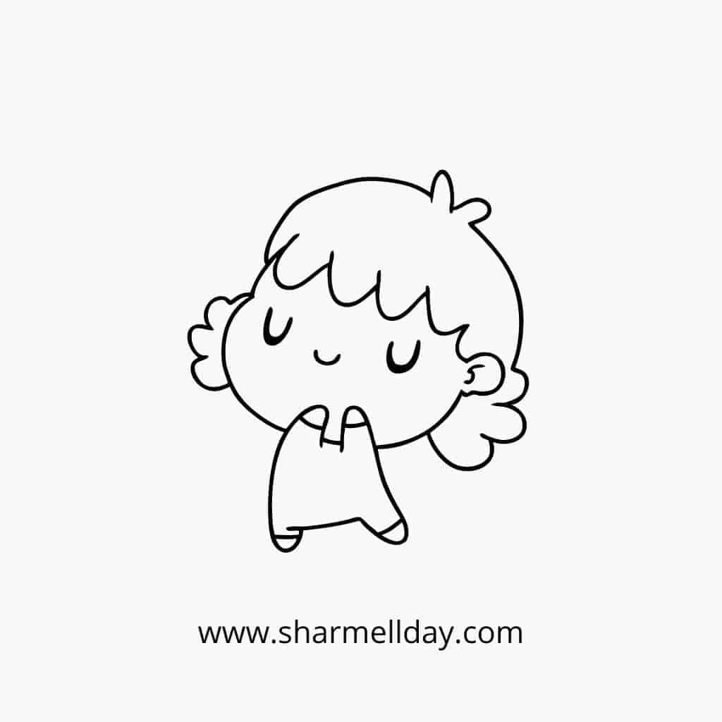 cute easy line drawing of a little girl