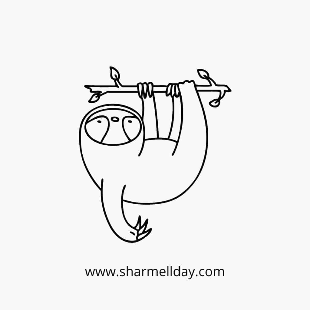 cute easy line drawing of a sloth
