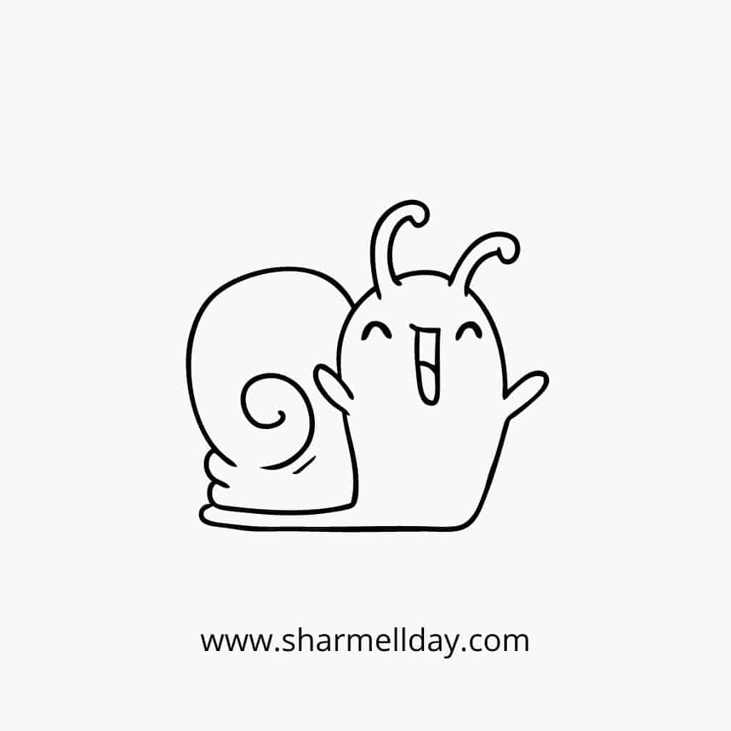 cute easy line drawing of a snail