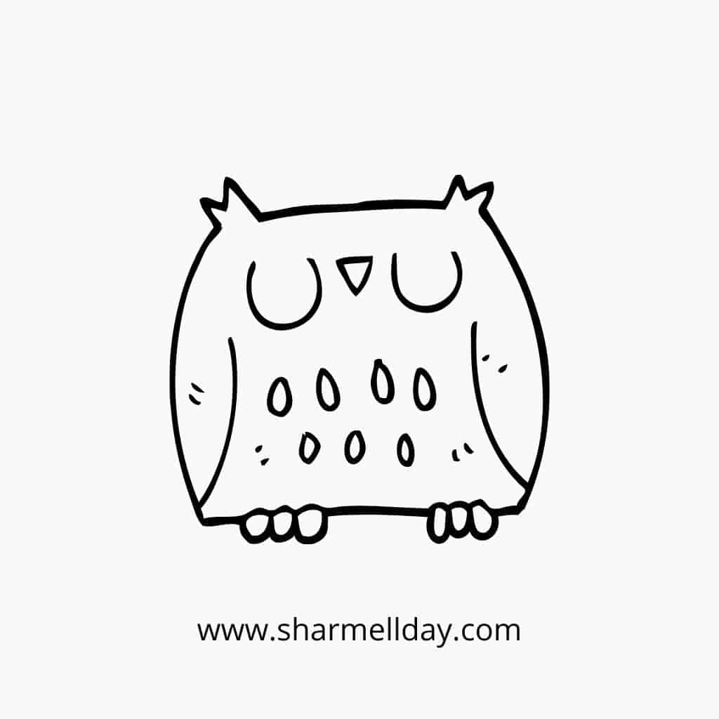 cute easy line drawing of an owl