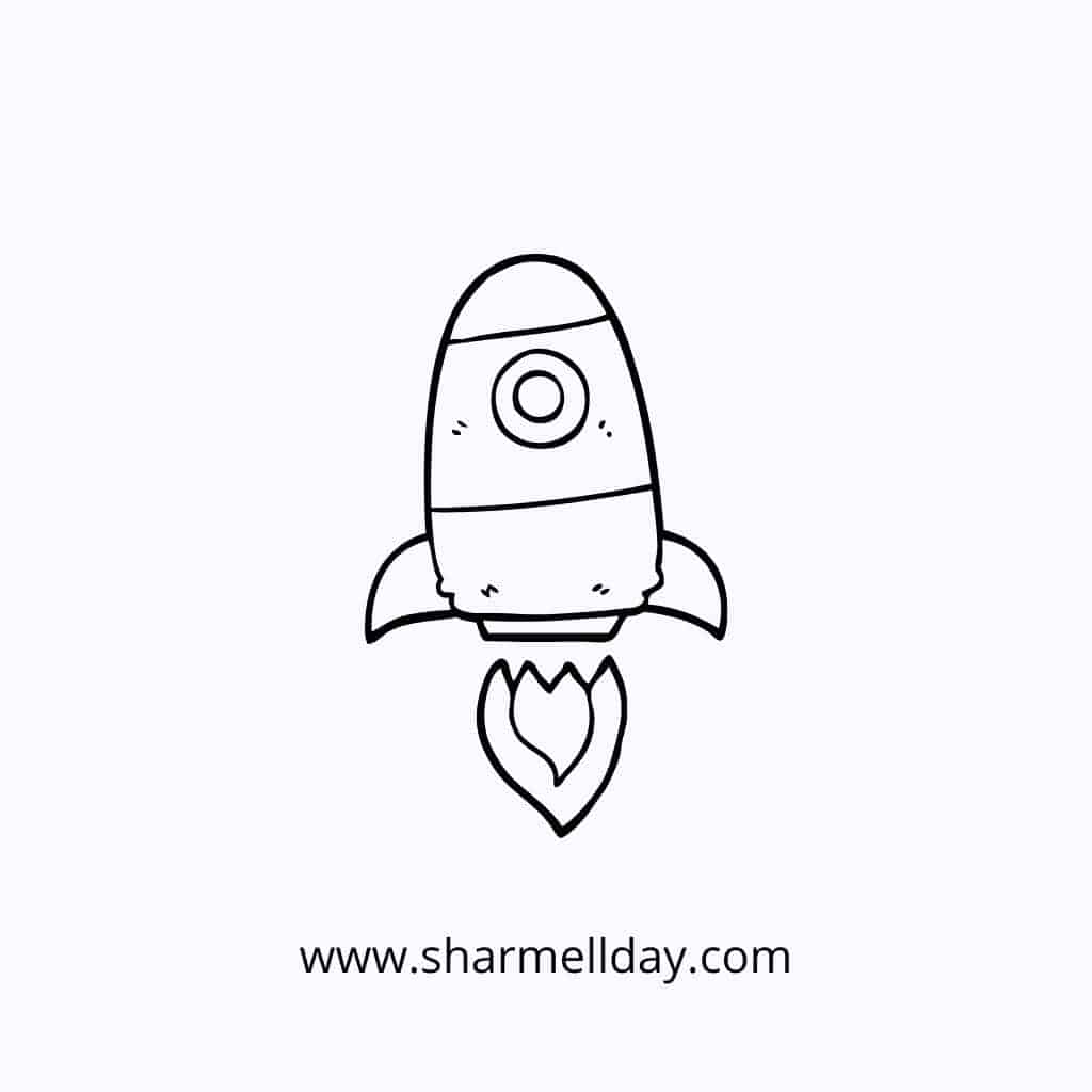 cute easy line drawing of a rocketship