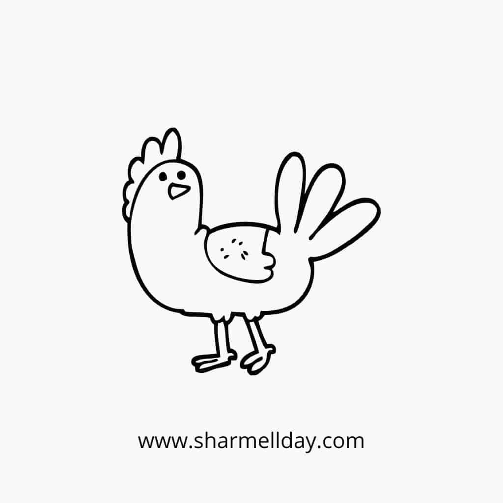 cute easy line drawing of a chicken
