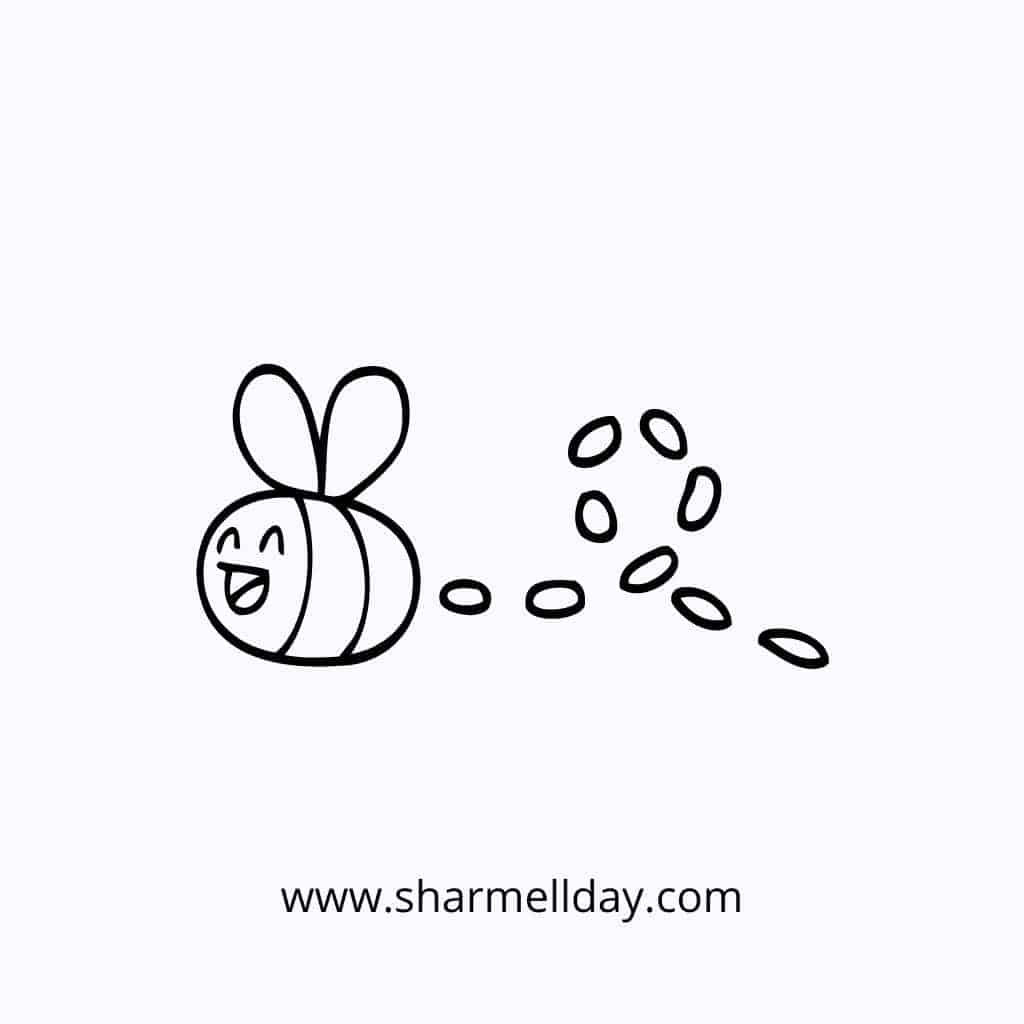 cute easy line drawing of a buzzing bee