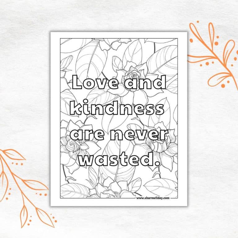 kindness quote coloring pages