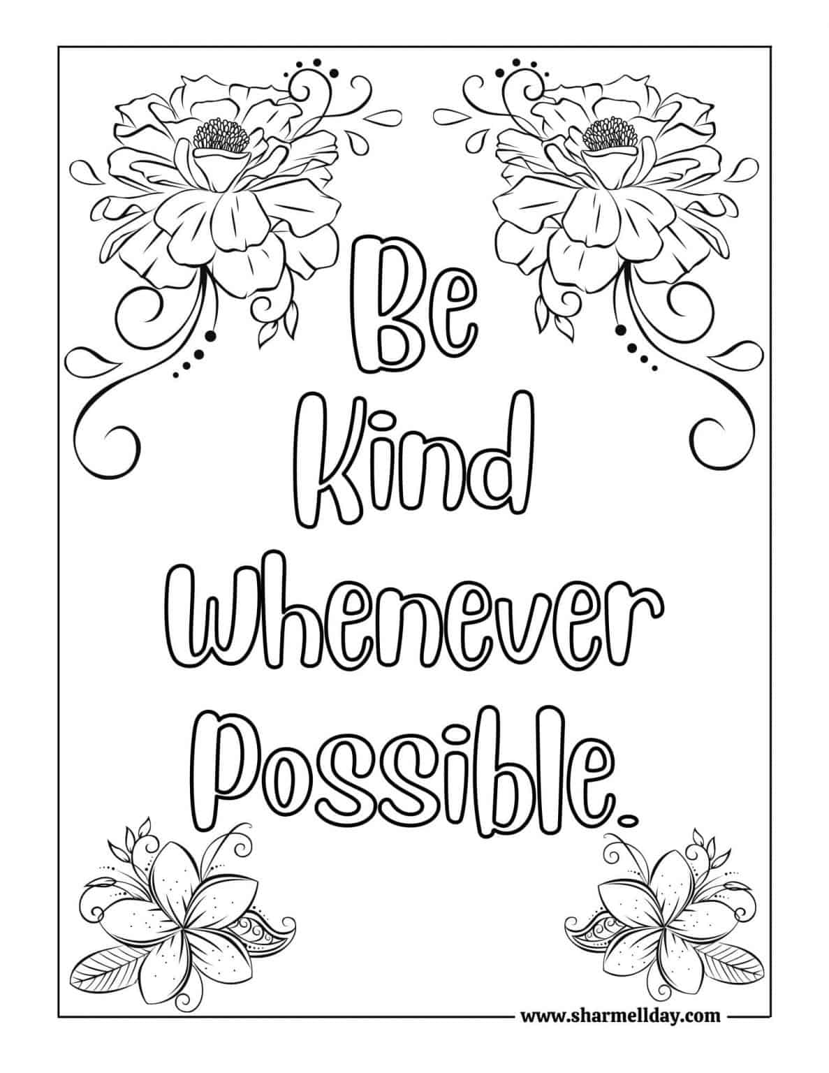 Free Printables: 10 Beautiful Kindness Quote Coloring Pages - Sharmell Day