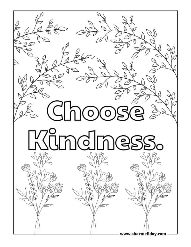 Choose kindness coloring page