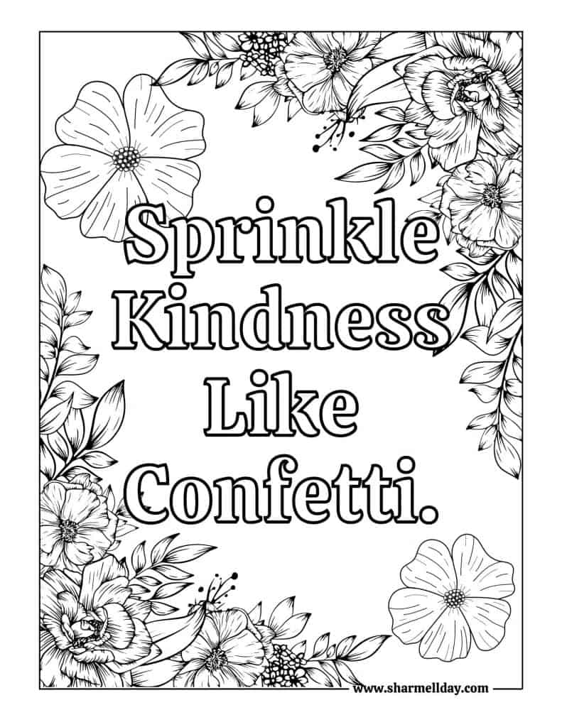 Sprinkle kindness like confetti coloring page