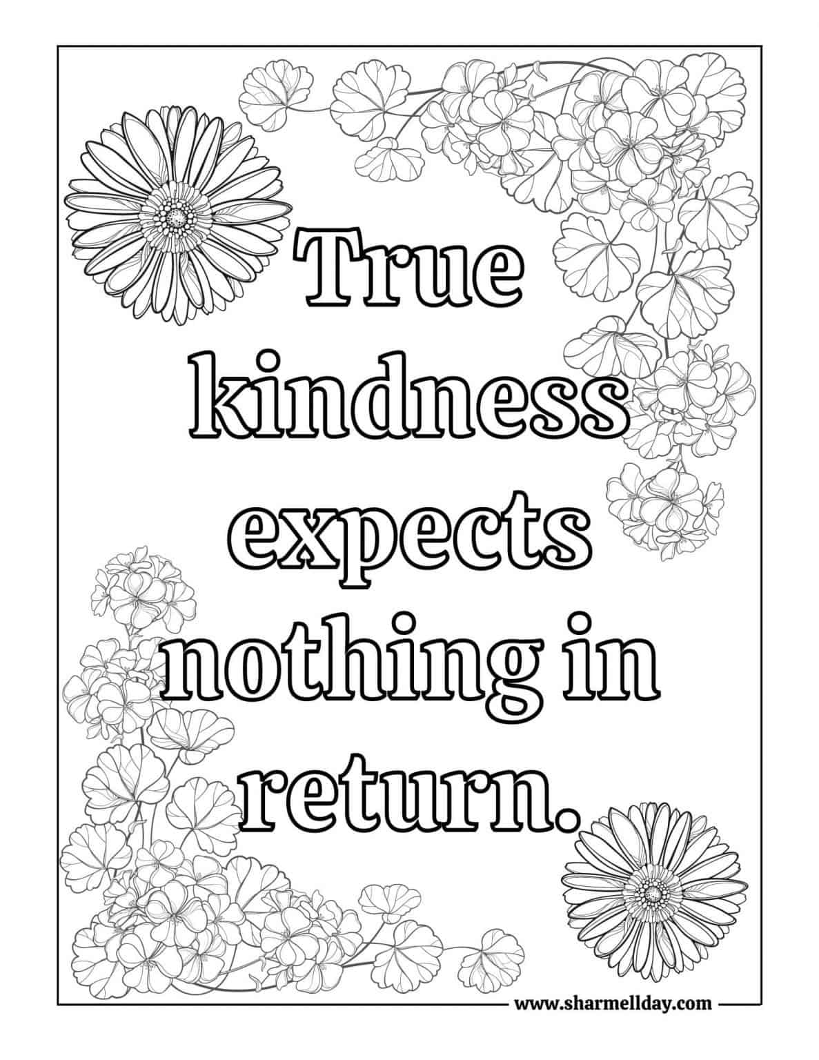 Free Printables: 10 Beautiful Kindness Quote Coloring Pages - Sharmell Day