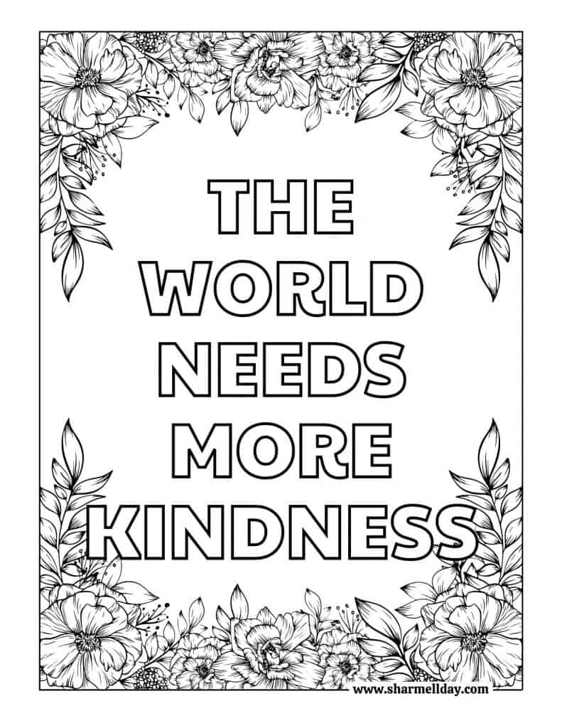The world needs more kindness coloring page