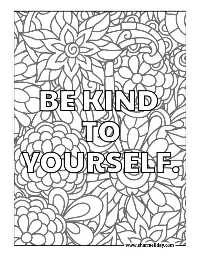 Be kind to yourself coloring page