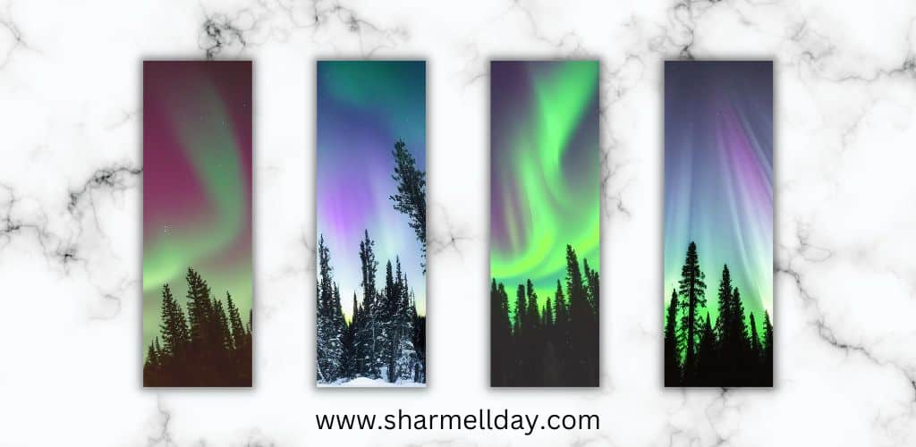 printable northern lights bookmarks