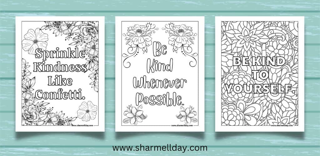 kindness quotes colouring pages