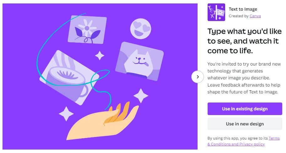 Canva.com text-to-image app